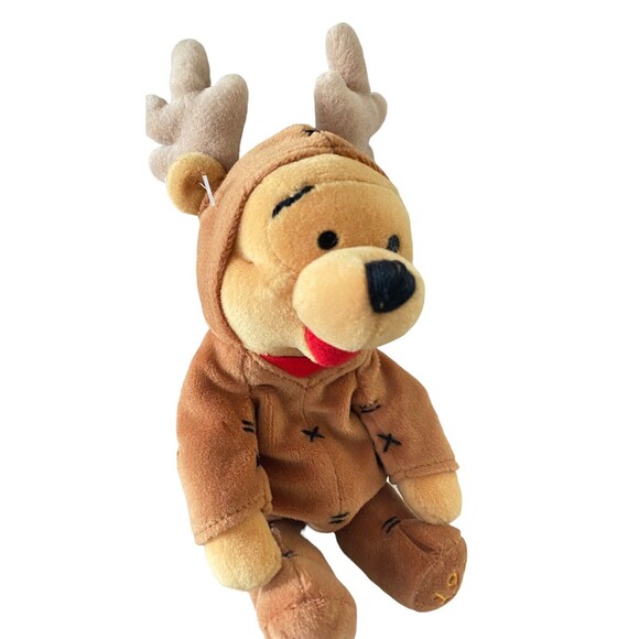 The Disney Store Reindeer Pooh Mini Bean Bag Plush 8” 1999 - Picture 3 of 7